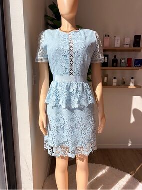 pale blue lace midi dress self-portrait - Baby Blue Fine Lace Midi Dress